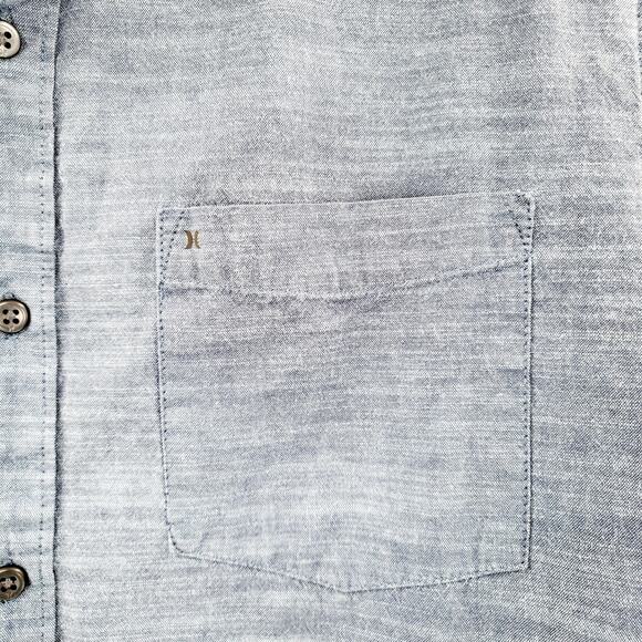 Hurley One and Only 2.0 Blue Classic Fit Woven Button-Up Short-Sleeve Shirt Sz M - Picture 4 of 9